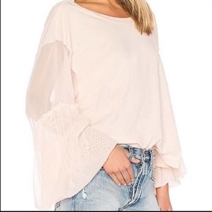 Free people Still got it mesh sleeve top size L